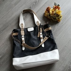 Black and white shoulder bag
